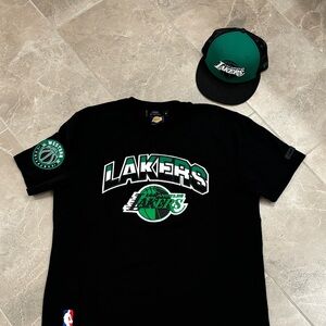 Lakers Black and Green T-Shirt and Cap Set